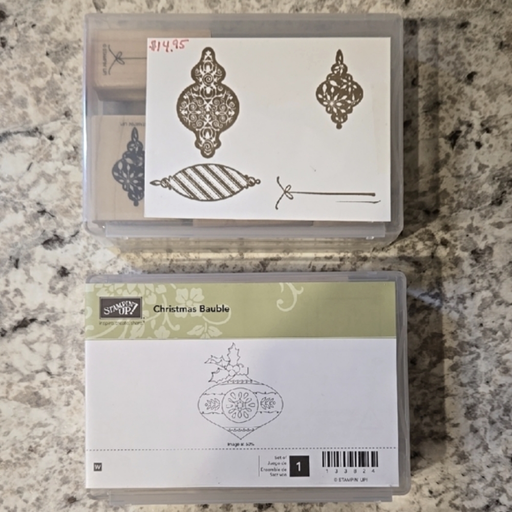 Stampin' Up! Christmas Bauble & Tree Trimmings Ornaments Wood Mount Stamp Bundle